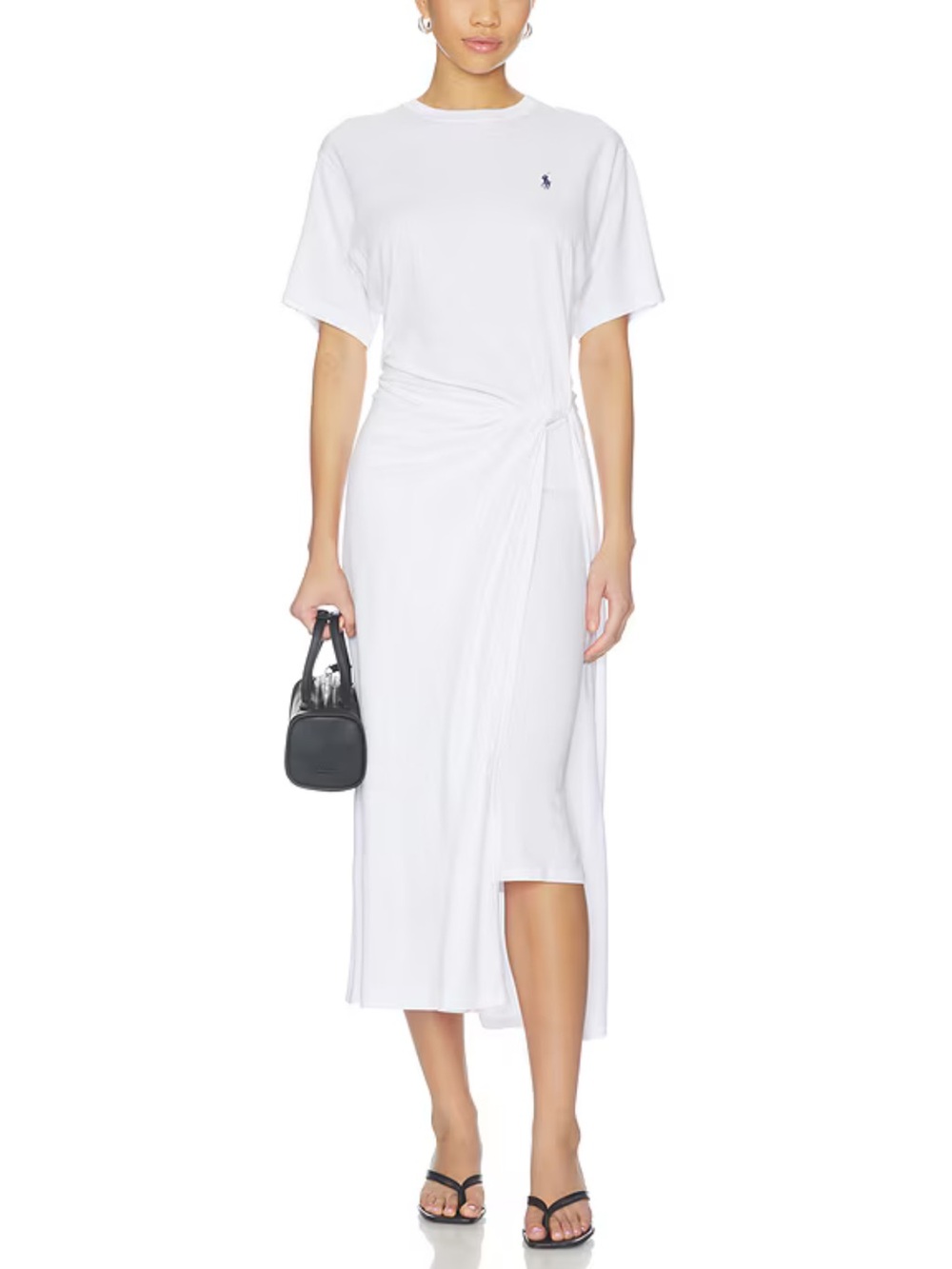 Polo by Ralph Lauren White Knot-Waist Midi Dress XXS